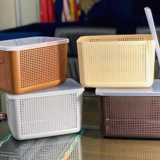Plastic Storage Basket with Lid/Cover
