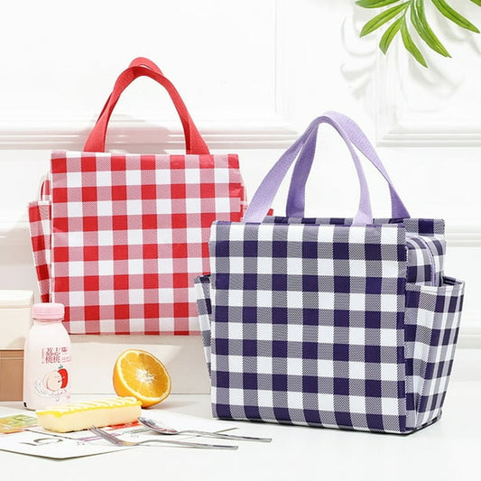 Stylish Hand Carry Thermal Lunch Bag with Water Bottle Pocket