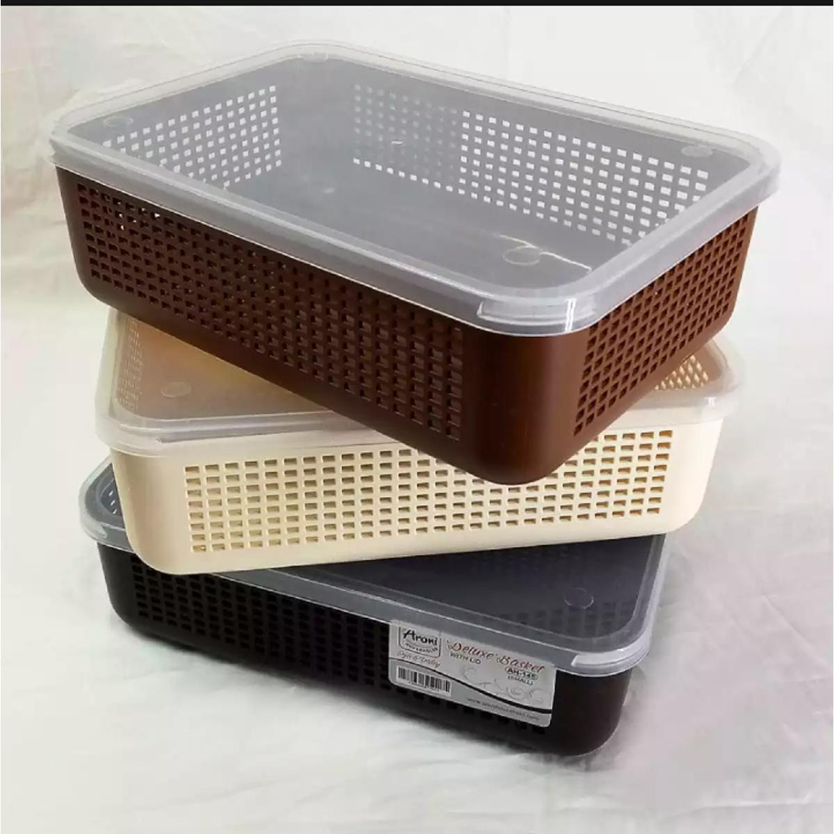 Plastic Storage Basket with Lid/Cover